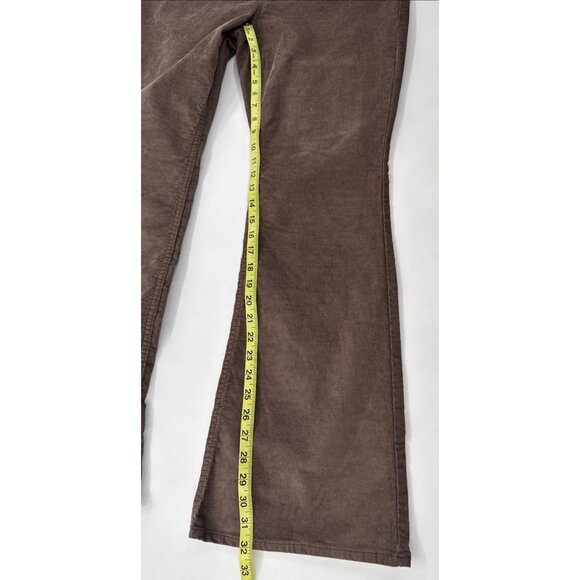 Old Navy Corduroy Pants Womens 14 Brown Flare Higher High Rise Disco Stretch NEW - Picture 7 of 11
